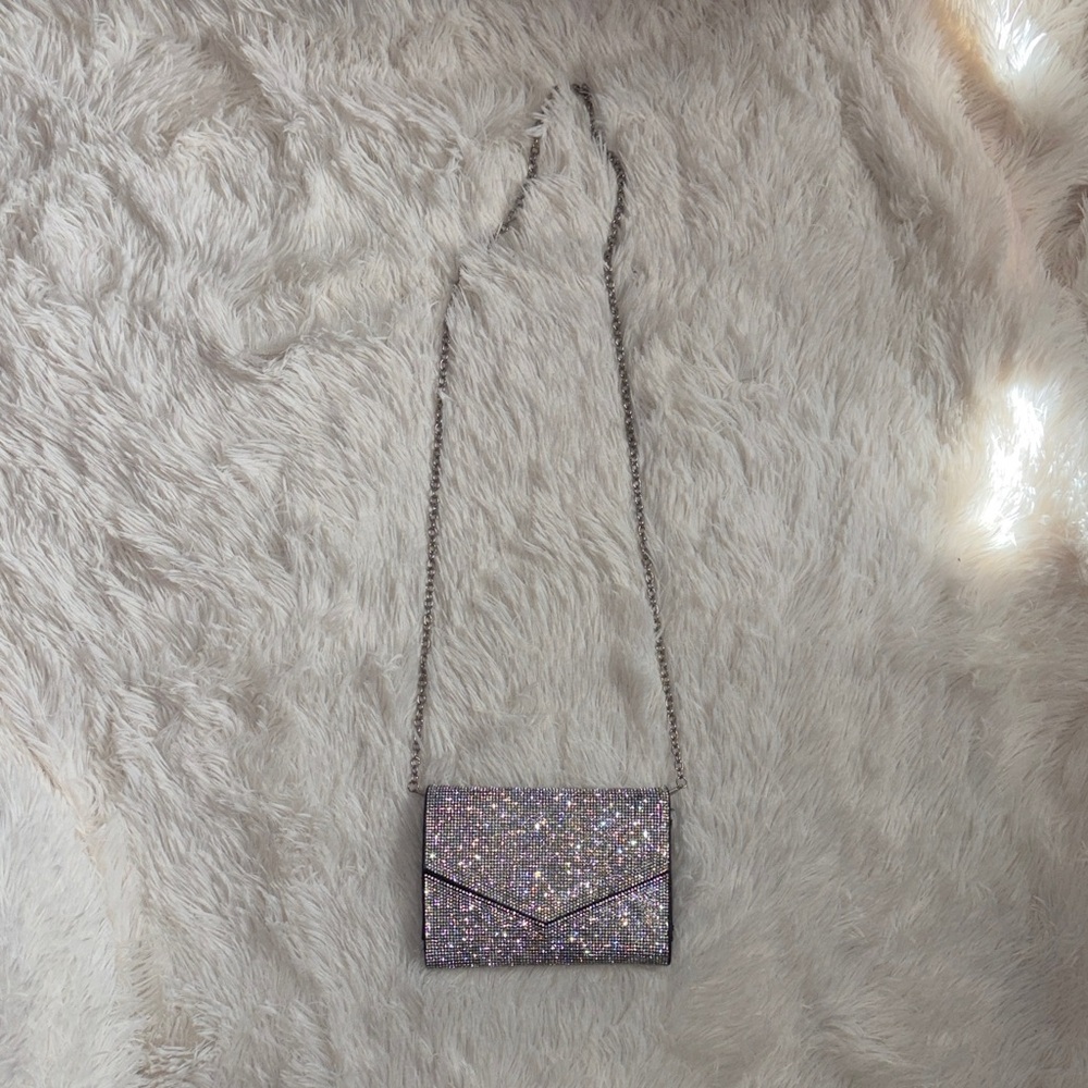Sparkle Envelope Crossbody Bag in Iridescent Silver